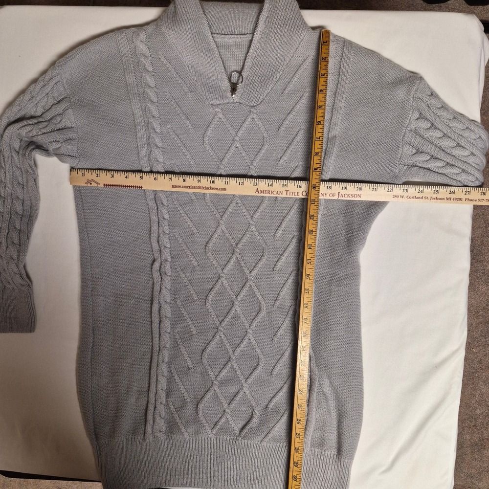 Cupshe Womens Grey Cable Knit Quarter Zip Pullover Sweater CAA06C3I040BB Medium